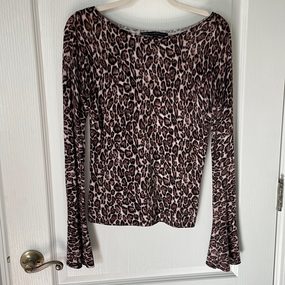 WHBM XS Animal Print sweater with bell sleeves great used condition